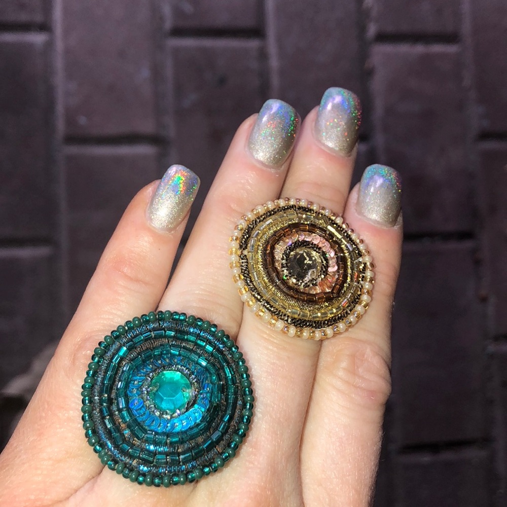 NWT 🔆 LOT OF 2 🔆 Beaded Statement Rings!